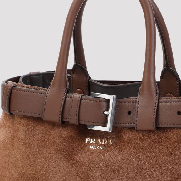 Prada Women Suede Prada Buckle Medium Handbag - Picture 3 of 3